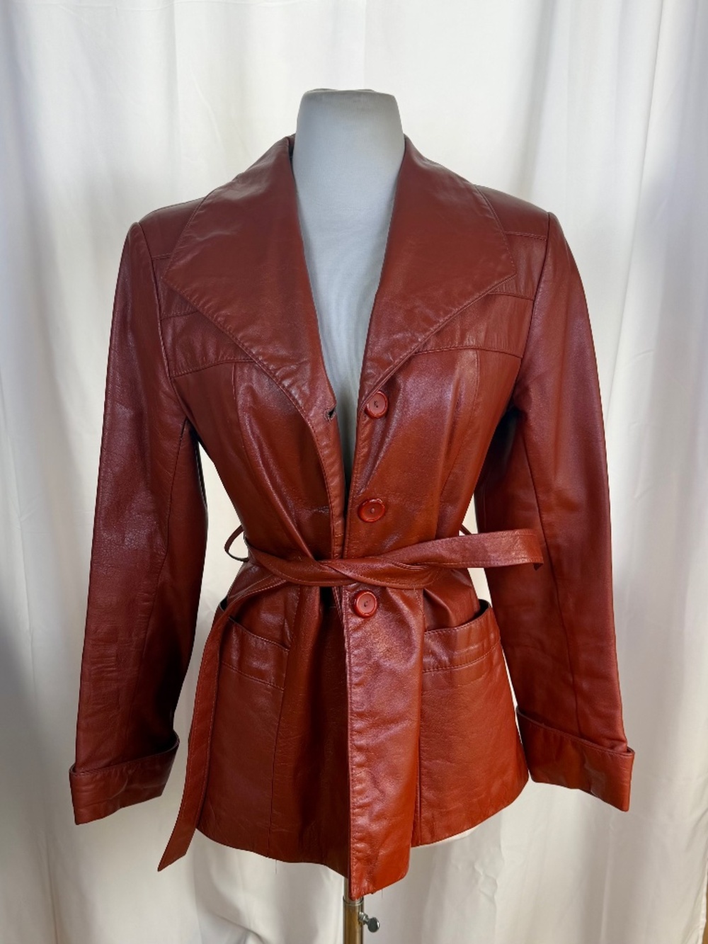 Vintage Burnt Orange Genuine Leather Jacket Womens Small